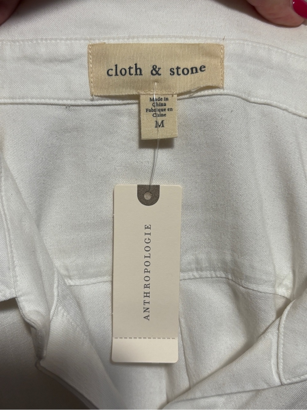 Anthropologie Cloth and Stone Classic Button-down Shirt in White Medium NWT - Picture 6 of 8